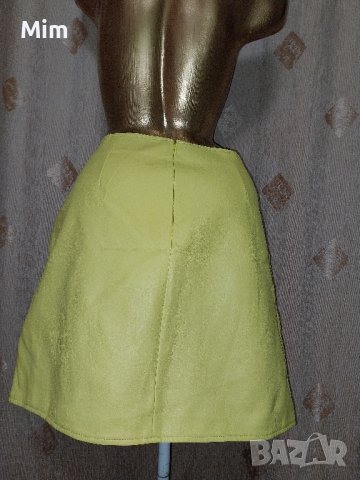 Vero Moda M Жълта кожена къса пола @, снимка 2 - Поли - 43029131