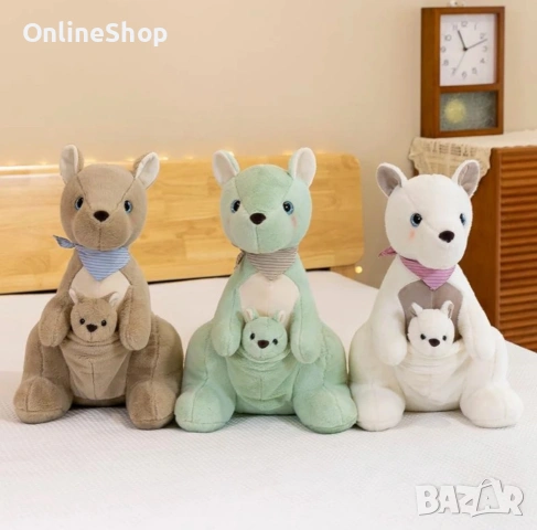 Кенгуру с бебе – Мека плюшена играчка 35см, снимка 11 - Плюшени играчки - 53276286