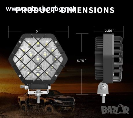 5-инчови 48W 4800 лумена LED светлини, Spot Light Pod, офроуд светлини, подходяща за лодка, джип, SU, снимка 2 - Аксесоари и консумативи - 42939707