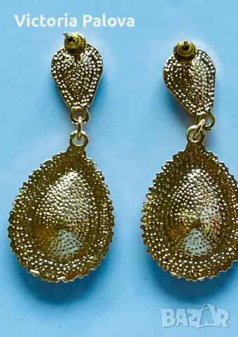 Красиви модерни обеци зелен камък Германия, снимка 7 - Обеци - 49236027