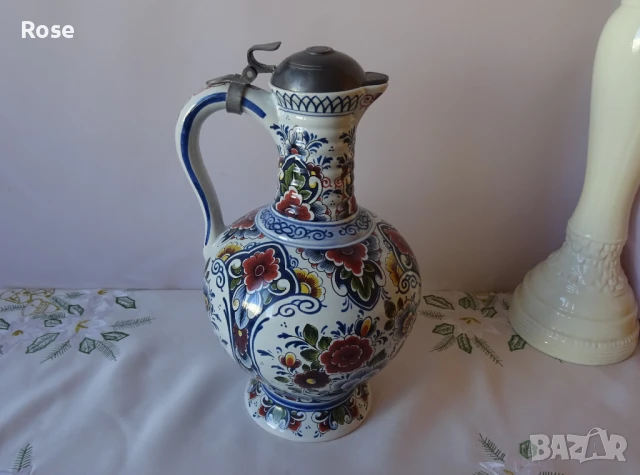 Стомна/кана с метален  капак- Antiquk  "Стар Делфт" , снимка 2 - Вази - 51425253