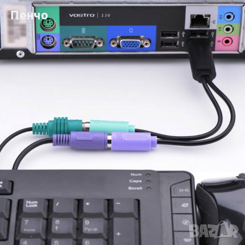 Преходник USB мъжки към двоен PS / 2 PS2 женски адаптер за клавиатура и мишка конектор порт компютър, снимка 10 - Кабели и адаптери - 26438984