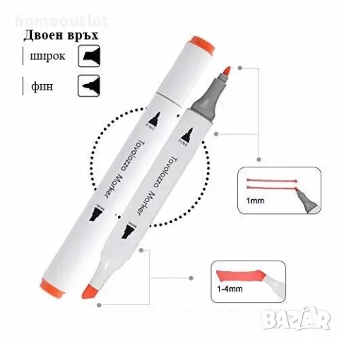 К-т маркери с двоен писец TAVOLOZZA DUAL TIP MARKER X0014RBVUT, снимка 3 - Ученически пособия, канцеларски материали - 47542671