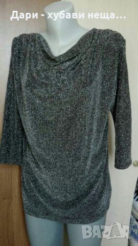 Стилна двупластова блуза, в черно и сребристо👗🍀M/L,L👗🍀арт.2049