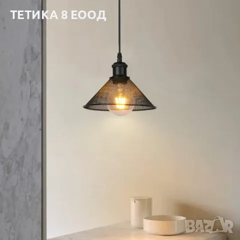 Индустриална винтидж метална висяща лампа, снимка 5 - Лампи за таван - 49764590
