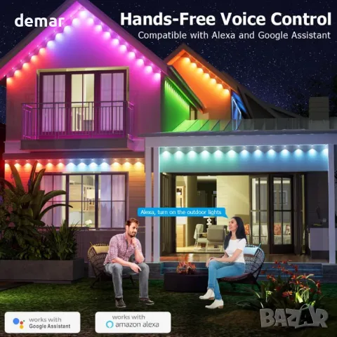 Соларни постоянни външни осветителни тела, интелигентни RGB Plus IC, 66 сцени, IP67, 15 метра, снимка 6 - Соларни лампи - 49871964