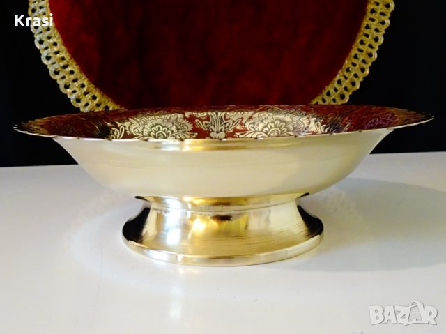 Висока бронзова фруктиера Паун,клетъчен емайл. , снимка 3 - Антикварни и старинни предмети - 38459919