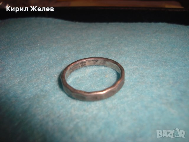 СТАР СРЕБЪРЕН ПРЪСТЕН ТИП МНОГОЪГЪЛНА ХАЛКА ОКСИДИРАНО СРЕБРО 925 РЪЧНА ВИНТИДЖ ИЗРАБОТКА 25185, снимка 3 - Пръстени - 34654816