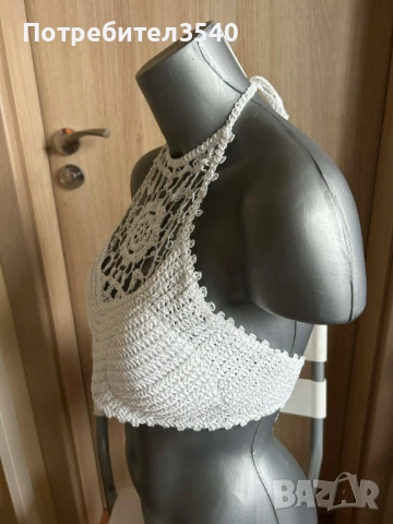 Бял мрежест топ с гол гръб, снимка 4 - Корсети, бюстиета, топове - 53577256