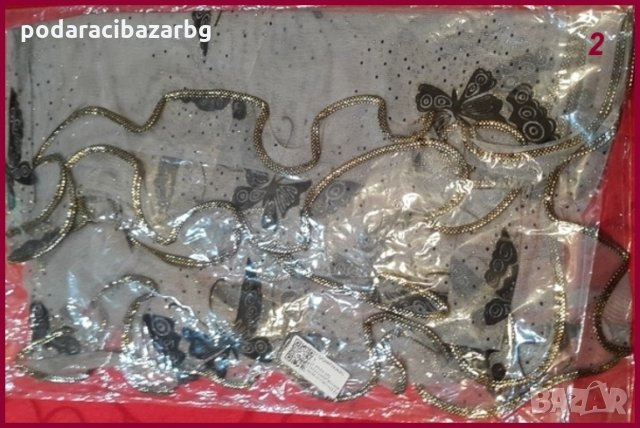 ДАМСКИ ШАЛ С БЛЕСТЯЩИ ПЕПЕРУДИ  , снимка 4 - Шалове - 26266064