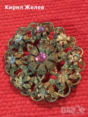 СТАРИННА ФЛОРАЛНА АЖУРНА БРОНЗОВА АР НУВО БРОШКА с АМЕТИСТ и НУЖДА от ЛЕКА РЕСТАВРАЦИЯ 39818, снимка 9 - Антикварни и старинни предмети - 48733953