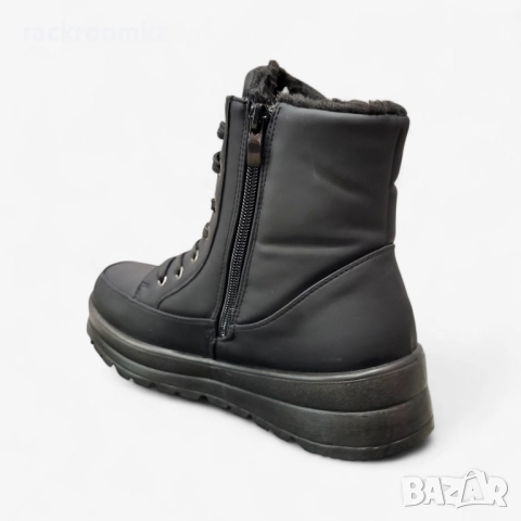 Дамски боти с топла, вата връзки и цип в черен цвят модел: B1103-1 black, снимка 3 - Дамски боти - 52876560
