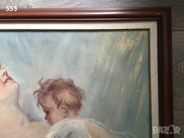Голяма стара картина масло на платно, снимка 4 - Картини - 52016738
