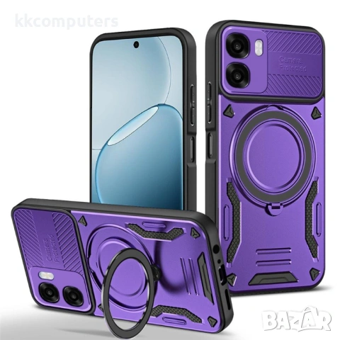 Магнитен Калъф за Oppo A6x 5G / A6x 4G - TPU + PC, 360° Въртяща се Стойка, Военна защита, Airbag ъгл, снимка 6 - Калъфи, кейсове - 53564114