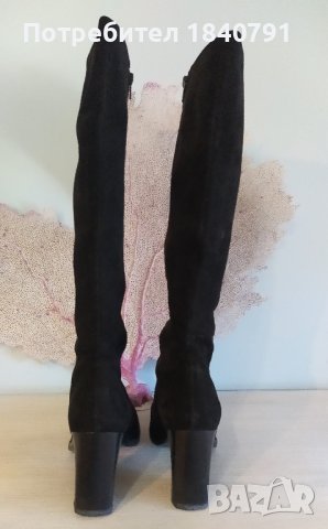 BALLY Folaga ботуши – черни, велур, до коляното №40, снимка 5 - Дамски ботуши - 38148973