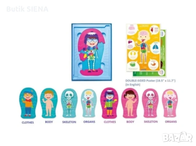 Голям двулицев пъзел човешкото тяло , снимка 3 - Игри и пъзели - 53576594