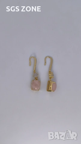 Обеци от стерлингово сребро 925, позлатени с морганит и лунен камък, снимка 7 - Обеци - 53373038