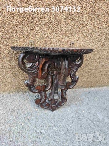 Конзолка с дърворезба за стена, снимка 2 - Шкафове - 51458897