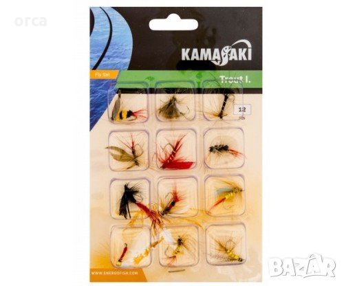 Комплект мухи за риболов с мухарка - KAMASAKI FLY SET, снимка 1 - Такъми - 32397568