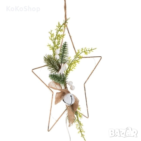 Коледен венец Звезда с LED светлини-30x4x32 см./венец за коледна украса, снимка 3 - Декорация за дома - 52445985