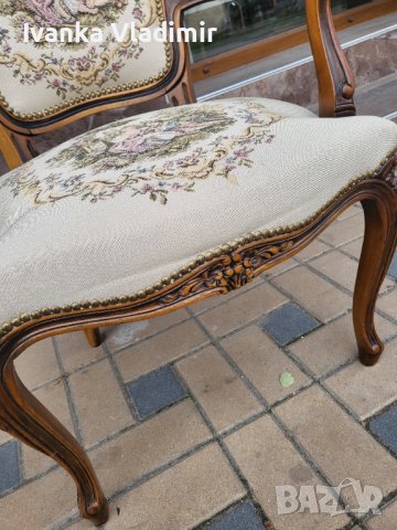 Френско кресло с подлакатници и гобленова дамаска , снимка 6 - Антикварни и старинни предмети - 43089665