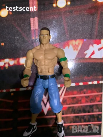 Екшън фигура WWE John Cena Джон Сина Mattel Blue Shorts Green Bands figure играчка, снимка 4 - Колекции - 48490516