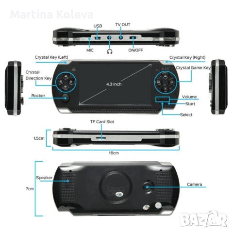 Конзола за игри с 8 GB памет, 4,3 инча дисплей  PSP21, снимка 2 - PlayStation конзоли - 52654993