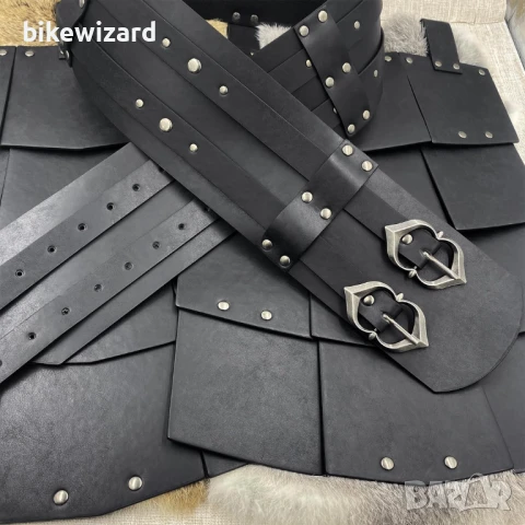 Средновековна броня HiiFeuer от изкуствена кожа с широк колан за бедрата двустранна ретро броня НОВО, снимка 3 - Други - 50755252