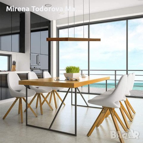 LED Висяща лампа Дървена рустикална димируема 36W с дистанционно упр., снимка 4 - Полилеи - 37391829