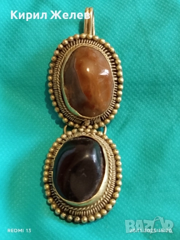 Част от ВИНТИДЖ ГРИВНА с ДВА ОВАЛНИ КАМЪКА ФИЛИГРАН АХАТ 52184