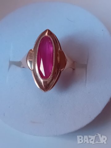 Антикварен руски златен пръстен с рубин, снимка 5 - Пръстени - 43068862