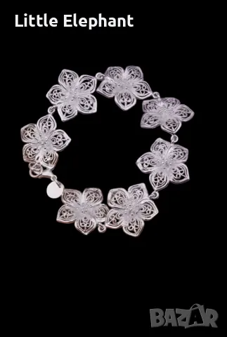Сребърна гривна цветя,колекция"Wedding jewelry"/нова
