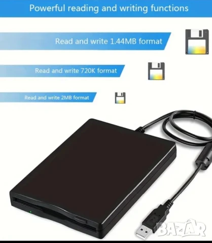 Флопидисково устройство, външно, USB, черно, снимка 3 - Други - 51086991