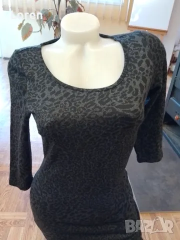 Рокля сиво и черно в пантерен десен с цепка отзад, снимка 6 - Рокли - 48141492