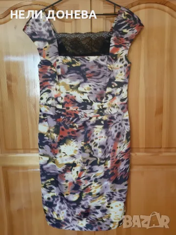 Красива Рокля на Rosi Fashion Цветна с Черна Дантела!НОВА с Етикет!№46