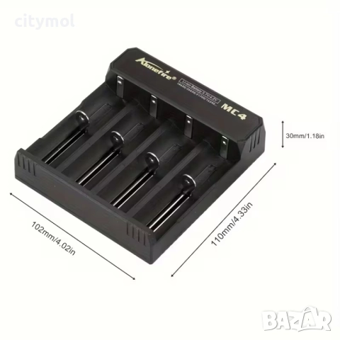 Зарядно устройство за до 4 броя Li-Ion акумулаторни батерии 10440, 14500, 16650, 18500, 26650, 18650, снимка 3 - Друга електроника - 52283104