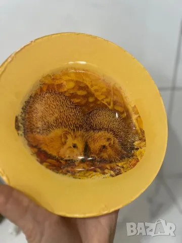 Чиния декупаж в топъл цвят Германия, снимка 2 - Антикварни и старинни предмети - 48587221