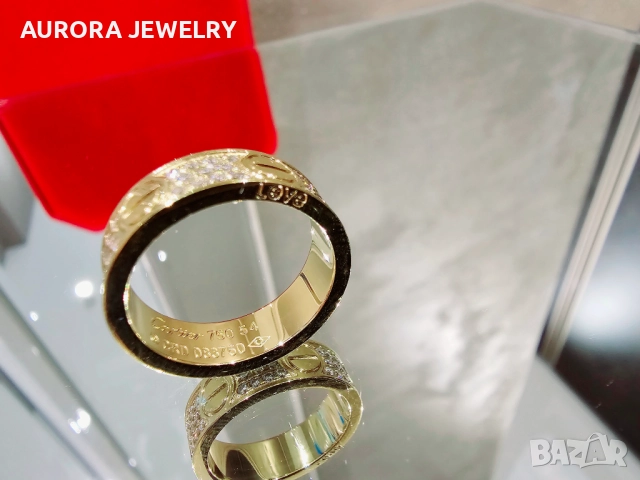 CARTIER Love Band Gold Classic Model Paved Diamonds Пръстен, снимка 6 - Пръстени - 52843811
