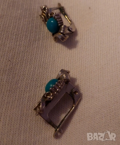 Сребърни обеци с тюркуаз , снимка 5 - Обеци - 51757112