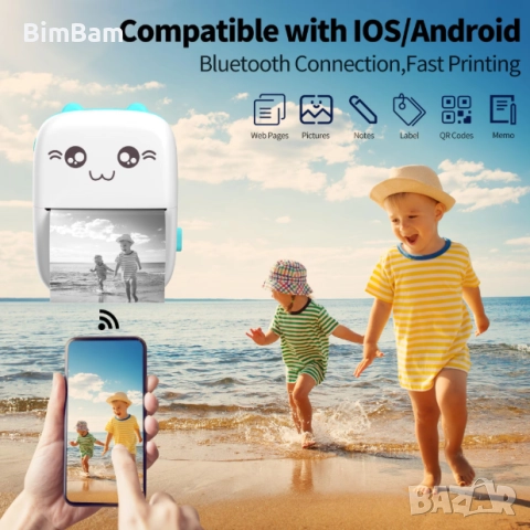 Разпродажба -60%! Преносим мини термопринтер, компактен фото принтер, снимка 6 - Принтери, копири, скенери - 52381827