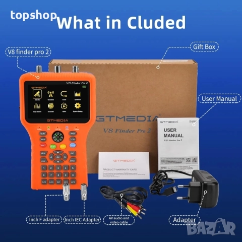 GT Media V8 Finder Pro Сателитен детектор, TV DVB-S2X/S2/S/T2/T/C приемник на сигнал, H.264 цифров.., снимка 3 - Части и Платки - 51562965