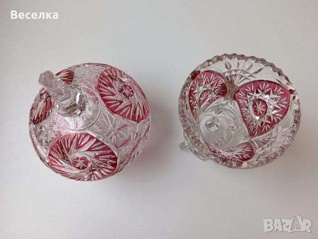 Кристални ваза и бонбониера/захарница Anna Hutten, снимка 7 - Вази - 52425121