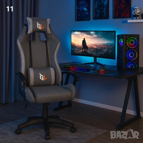Ергономичен геймърски офис стол с лумбална и шийна опора – комфорт за игра и работа без умора, снимка 2 - Столове - 53431607
