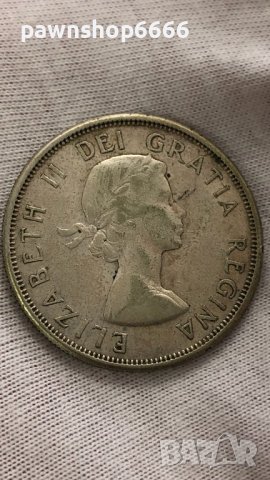 Сребърна монета Канада 50 цента, 1961, снимка 1 - Нумизматика и бонистика - 40503617
