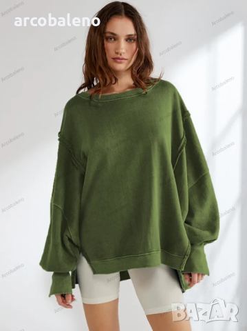 Свободен дамски суичър тип пачуърк с обло деколте, 5цвята , снимка 6 - Суичъри - 44867827