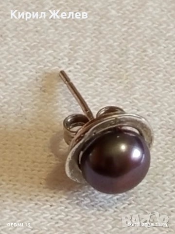 Класически модел сребърна обеца с култивирана перла винтидж стил 43085, снимка 6 - Обеци - 52719102