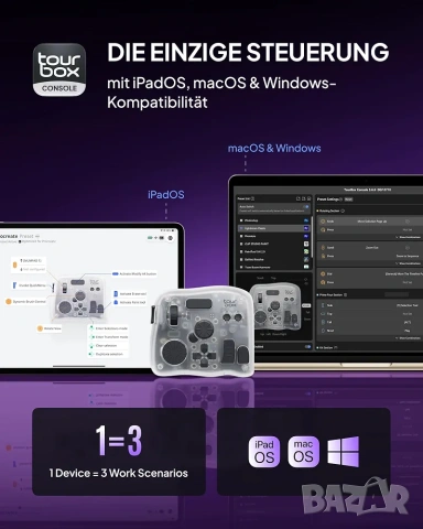 TourBox Elite Plus: Безжичен контролер за криейтив софтуер (iPad/PC/Mac), снимка 4 - Джойстици и геймпадове - 53288401