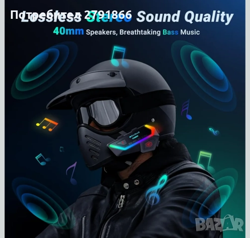 Gearelec G-MAX Bluetooth слушалки за мотоциклетна каска V5.2BT HiFi стерео звук,Екран и RGB светлини, снимка 7 - Bluetooth слушалки - 51798613
