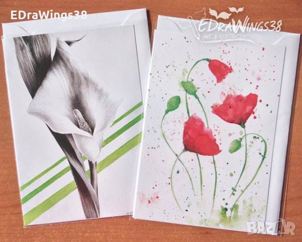 Картички с цветя / пролет, лалета, макове, цветно, снимка 3 - Подаръци за рожден ден - 28465106