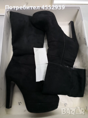 Велурени ботуши на ток и платформа , снимка 11 - Дамски ботуши - 52958069